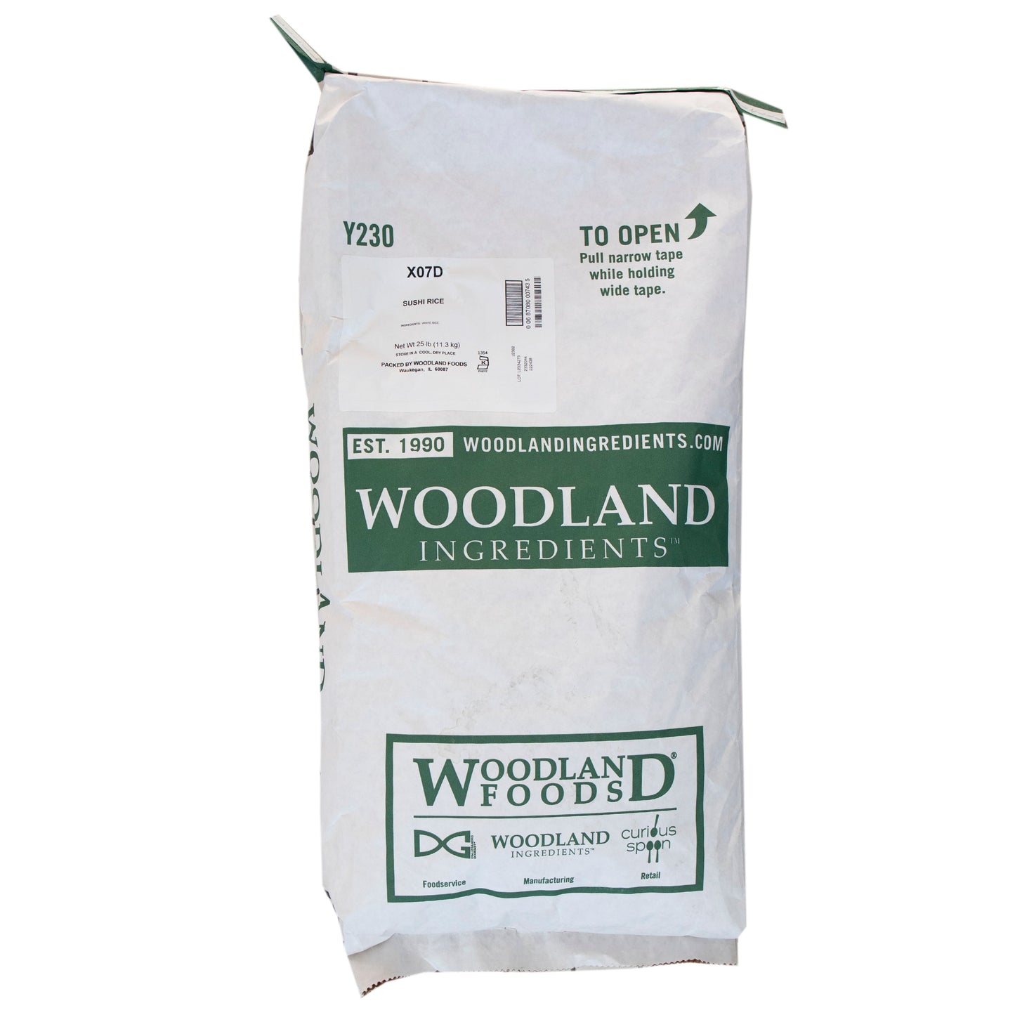 Wholesale Woodland Foods Rice Sushi 25lb- Bulk