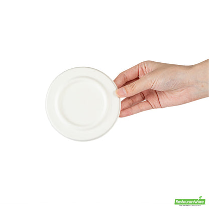 Wholesale Restaurantware Pulp Safe No PFAS Added Round White Sugarcane / Bagasse Lid - Home Compostable, Fits 15 oz Soup Cup- Bulk