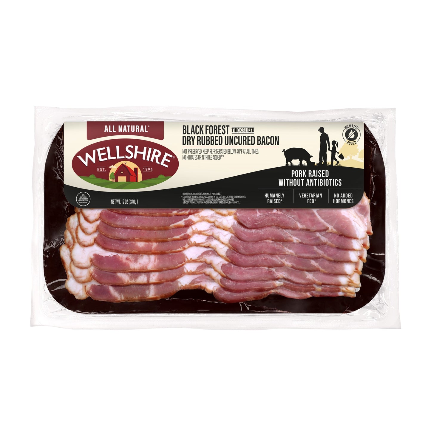Wholesale Wellshire Farms Black Forest Uncured Bacon 3lb- Bulk