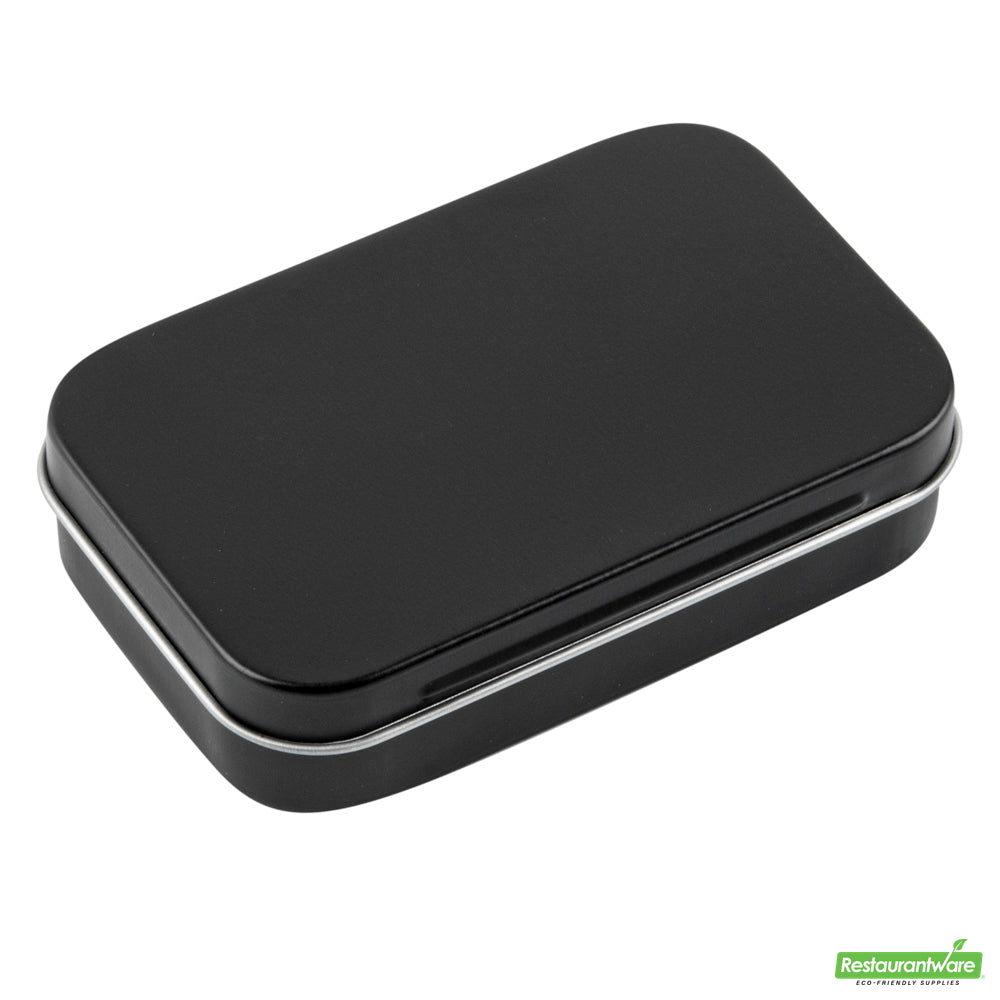Wholesale Restaurantware RW Base 4 oz Rectangle Black Tin Container - with Hinged Lid- Bulk