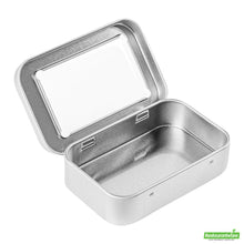 Wholesale Restaurantware RW Base 4 oz Rectangle Silver Tin Container - with Window Lid- Bulk