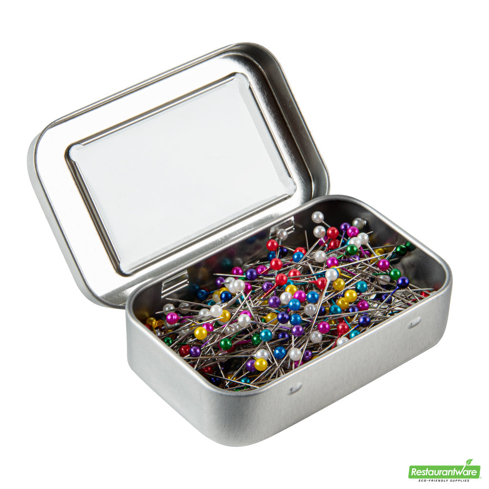 Wholesale Restaurantware RW Base 4 oz Rectangle Silver Tin Container - with Window Lid- Bulk