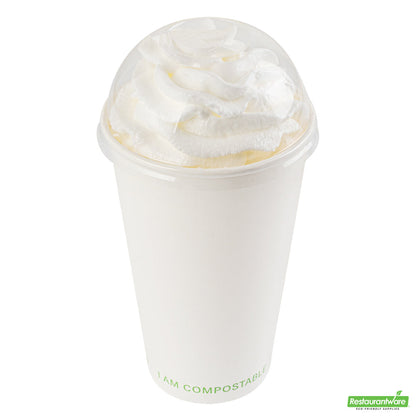 Wholesale Restaurantware Sustain Clear Pla Plastic Cold Cup Dome Lid - Fits 9, 12, 16, 20 and 22 Oz, Compostable- Bulk