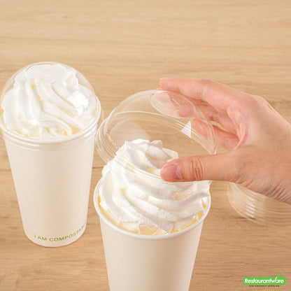 Wholesale Restaurantware Sustain Clear Pla Plastic Cold Cup Dome Lid - Fits 9, 12, 16, 20 and 22 Oz, Compostable- Bulk