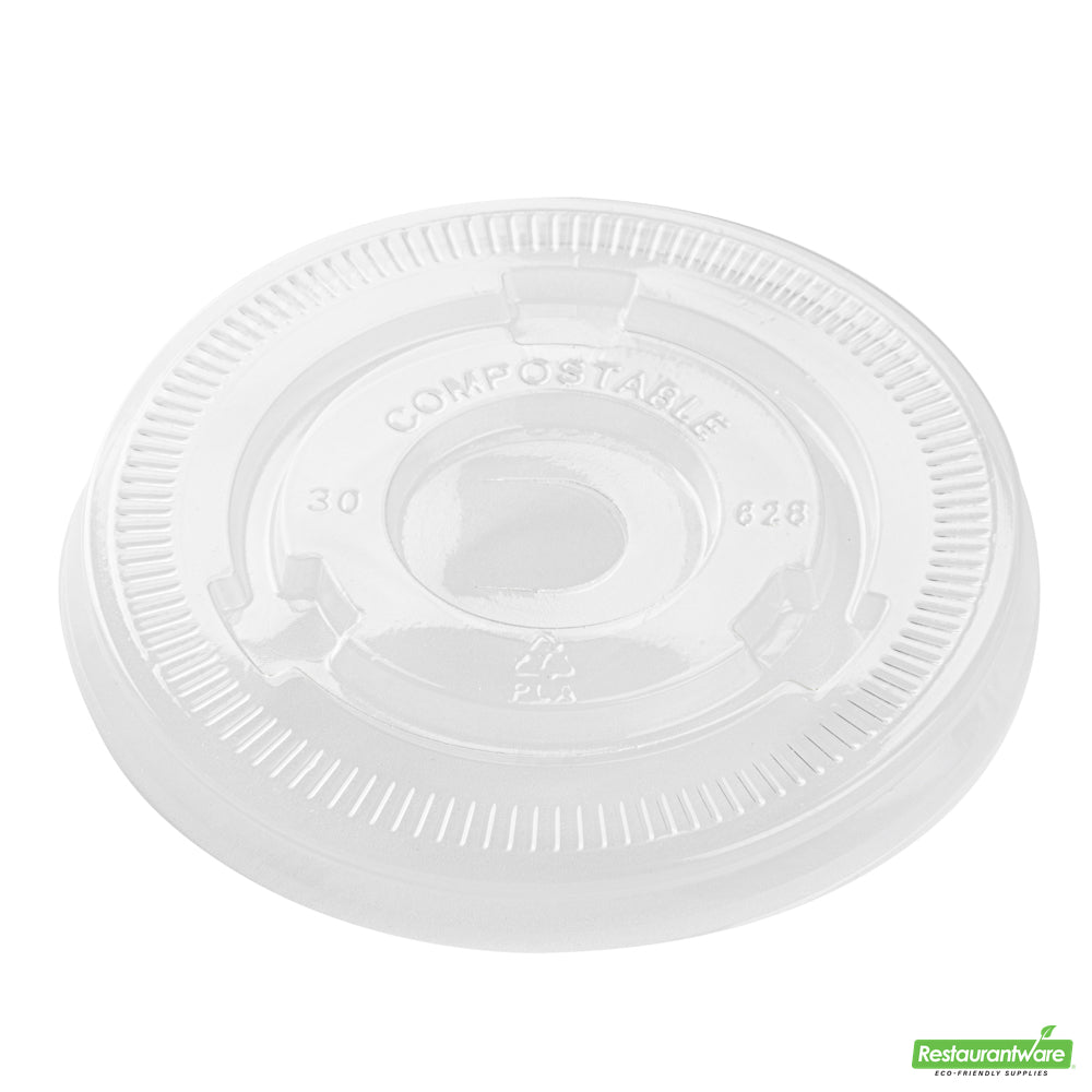 Wholesale Restaurantware Sustain Clear Pla Plastic Cold Cup Flat Lid - Fits 9, 12, 16, 20 and 22 Oz, Compostable- Bulk