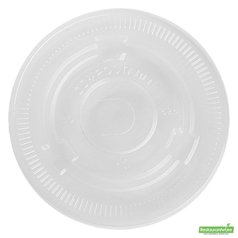 Wholesale Restaurantware Sustain Clear Pla Plastic Cold Cup Flat Lid - Fits 9, 12, 16, 20 and 22 Oz, Compostable- Bulk