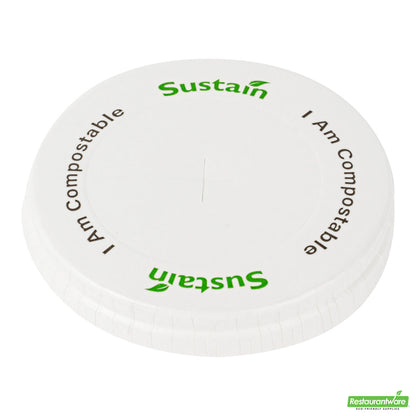 Wholesale Restaurantware Sustain White Paper Cold Cup Flat Lid - Fits 9, 12, 16, 20 and 22 oz, PLA Lining, Compostable- Bulk