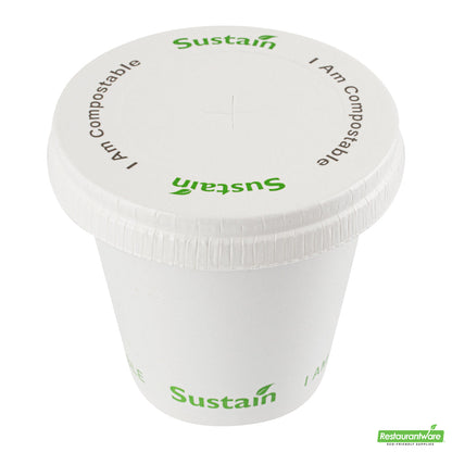 Wholesale Restaurantware Sustain White Paper Cold Cup Flat Lid - Fits 9, 12, 16, 20 and 22 oz, PLA Lining, Compostable- Bulk