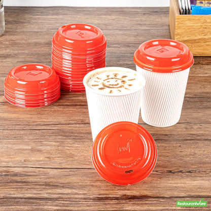 Wholesale Restaurantware Restpresso Glossy Red Plastic Coffee Cup Lid - Fits 8, 12, 16 and 20 oz- Bulk