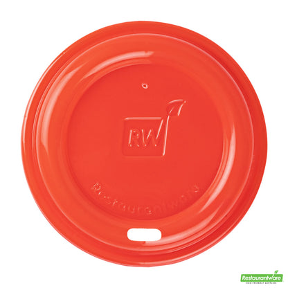 Wholesale Restaurantware Restpresso Glossy Red Plastic Coffee Cup Lid - Fits 8, 12, 16 and 20 oz- Bulk