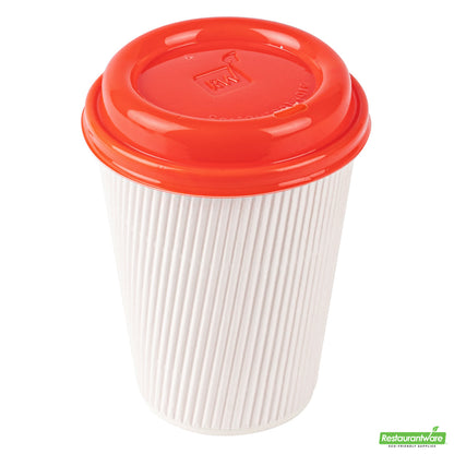 Wholesale Restaurantware Restpresso Glossy Red Plastic Coffee Cup Lid - Fits 8, 12, 16 and 20 oz- Bulk