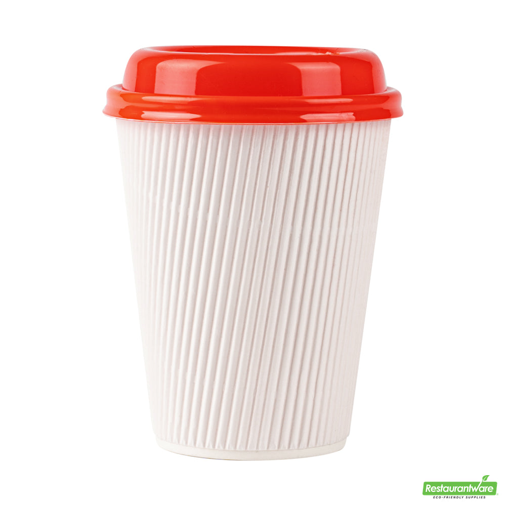 Wholesale Restaurantware Restpresso Glossy Red Plastic Coffee Cup Lid - Fits 8, 12, 16 and 20 oz- Bulk