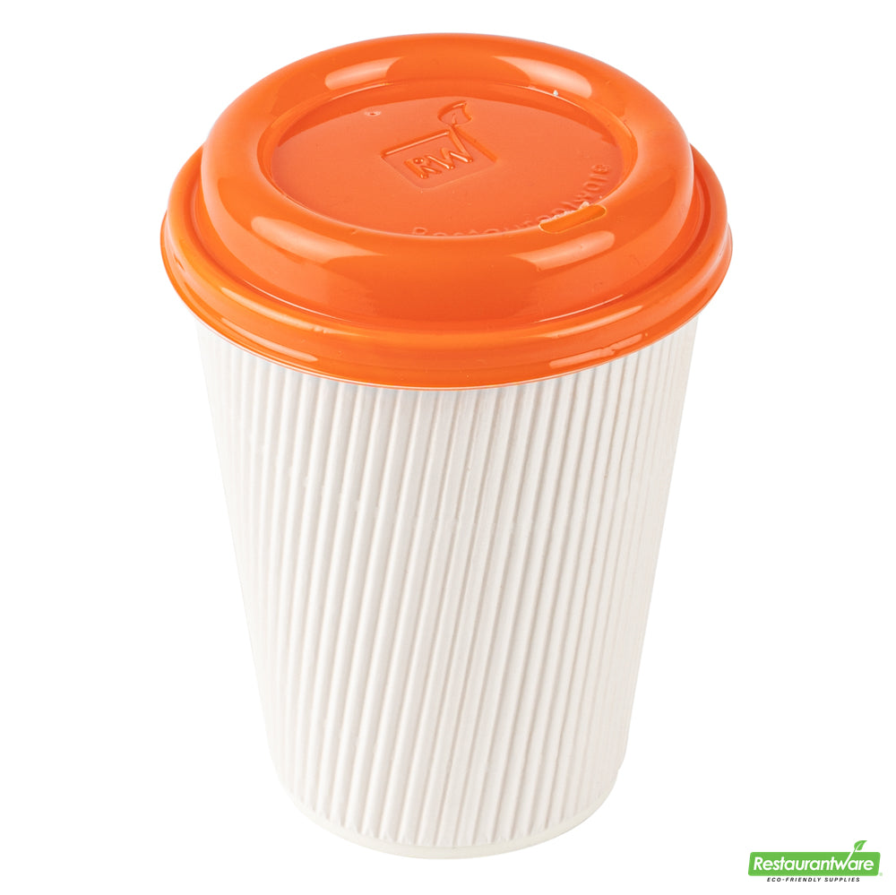 Wholesale Restaurantware Restpresso Glossy Tangerine Orange Plastic Coffee Cup Lid - Fits 8, 12, 16 and 20 oz- Bulk