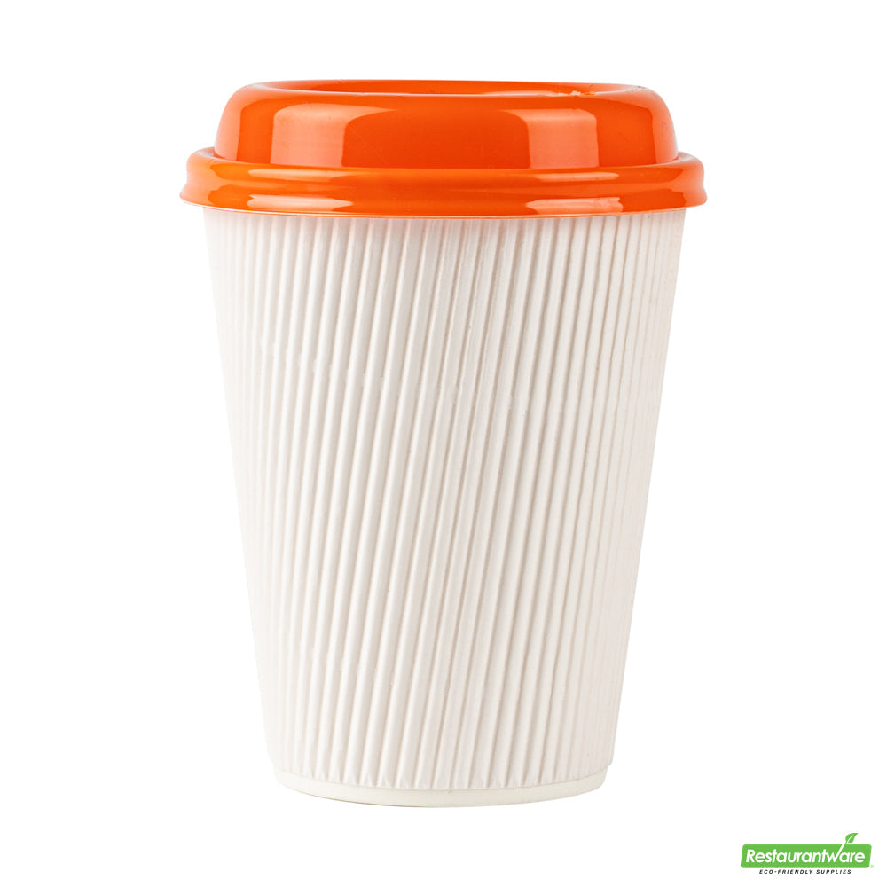 Wholesale Restaurantware Restpresso Glossy Tangerine Orange Plastic Coffee Cup Lid - Fits 8, 12, 16 and 20 oz- Bulk