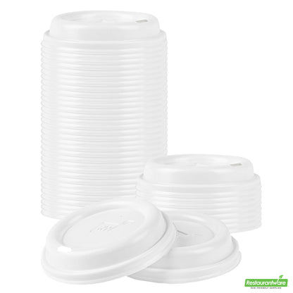 Wholesale Restaurantware Restpresso Glossy White Plastic Coffee Cup Lid - Fits 8, 12, 16 and 20 oz- Bulk