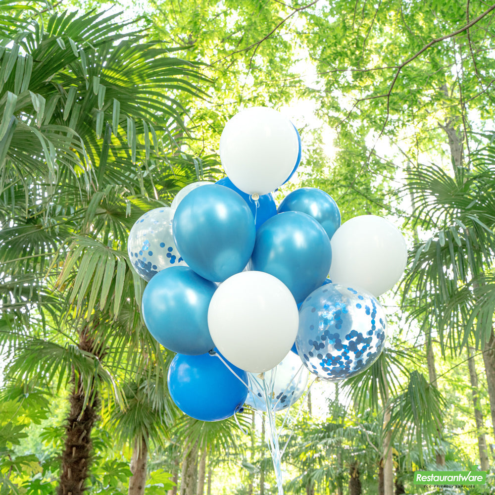 Wholesale Restaurantware Balloonify Blue Confetti Balloon Set - 20 Pieces- Bulk