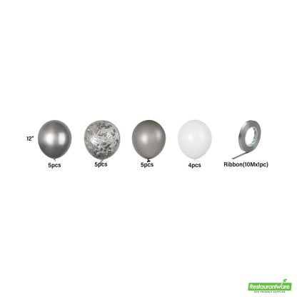 Wholesale Restaurantware Balloonify Silver Confetti Balloon Set - 20 Pieces- Bulk