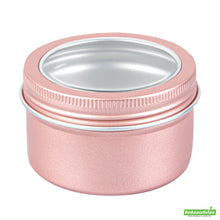 Wholesale Restaurantware RW Base 4 oz Round Rose Gold Tin Container - with Window Lid- Bulk