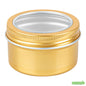 Wholesale Restaurantware 4 Oz Round Gold Tin Container - with Window Lid - 2.7" X 2.7" X 1.7"- Bulk