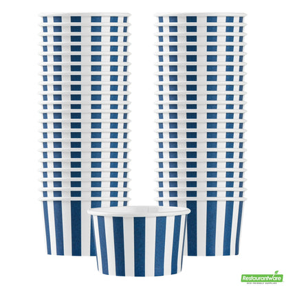 Wholesale Restaurantware 3 Oz Round Blue and White Stripe Paper To Go Cup- Bulk