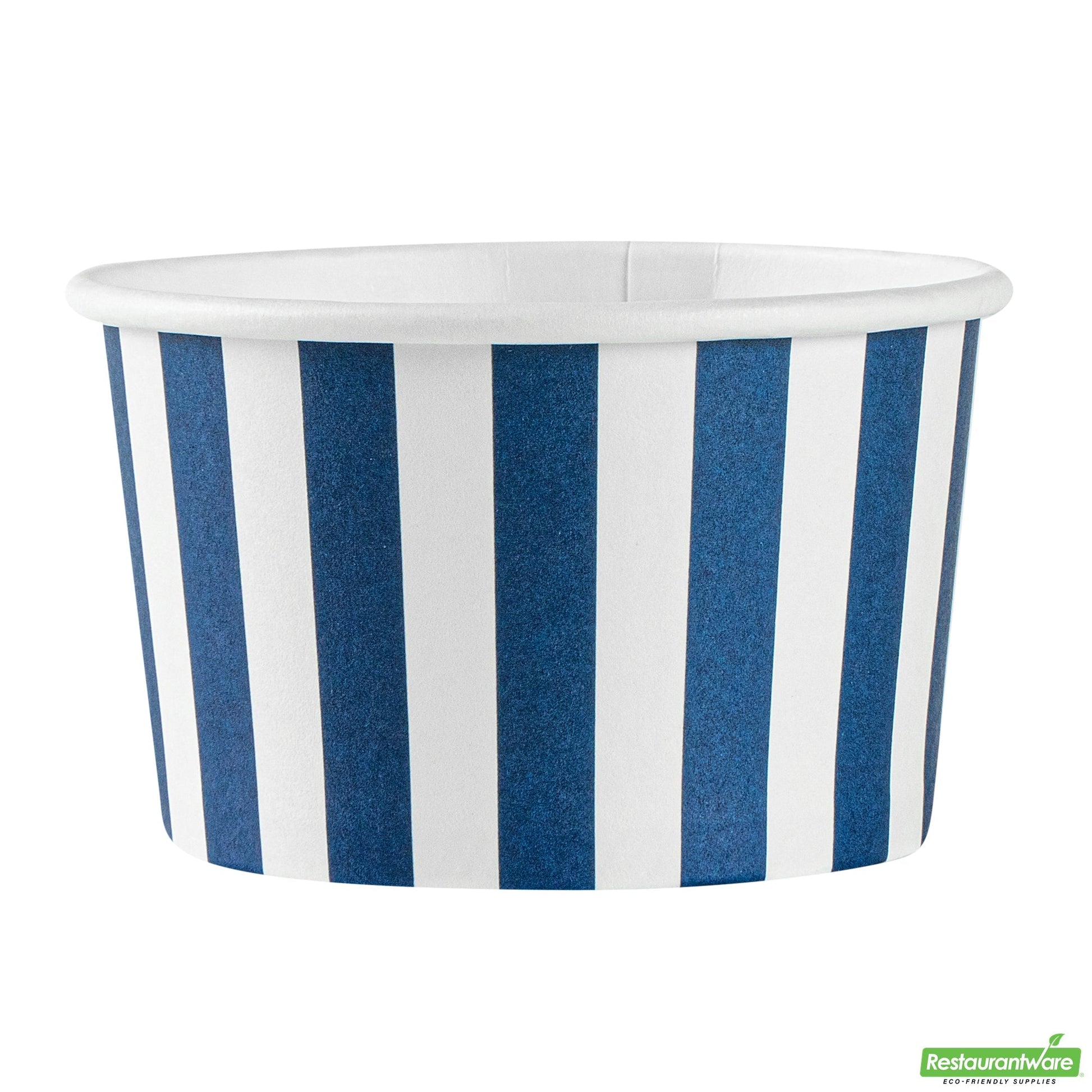 Wholesale Restaurantware 3 Oz Round Blue and White Stripe Paper To Go Cup- Bulk