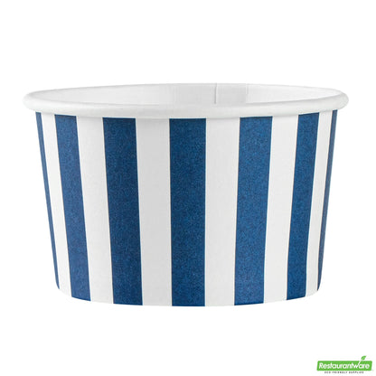 Wholesale Restaurantware 3 Oz Round Blue and White Stripe Paper To Go Cup- Bulk
