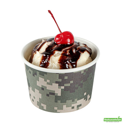 Wholesale Restaurantware 4 Oz Round Camouflage Paper To Go Cup- Bulk