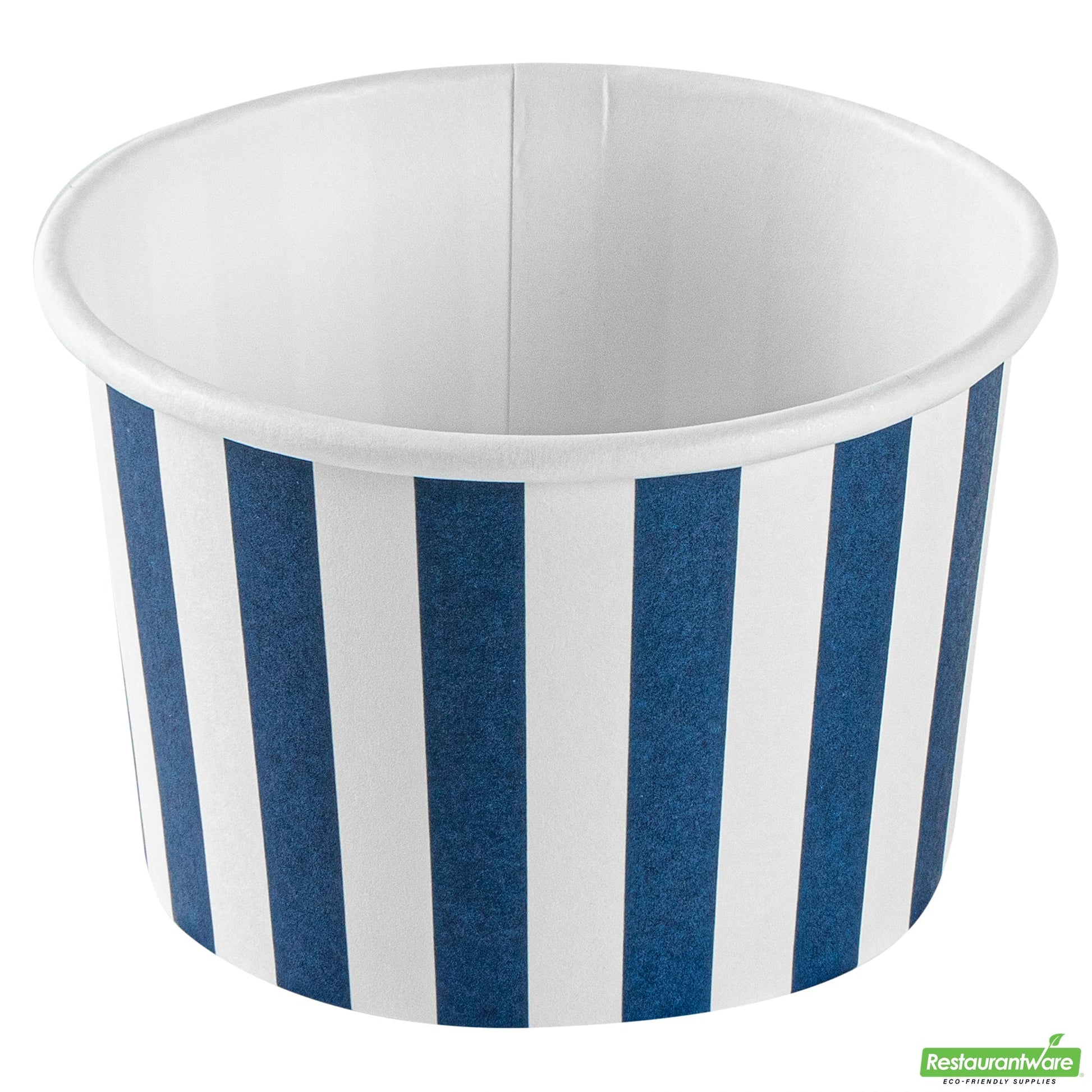Wholesale Restaurantware 4 Oz Round Blue and White Stripe Paper To Go Cup- Bulk