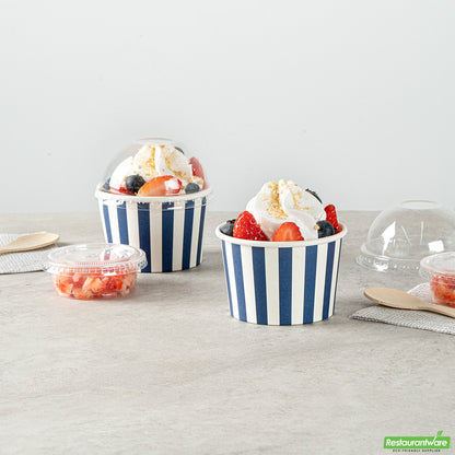 Wholesale Restaurantware 4 Oz Round Blue and White Stripe Paper To Go Cup- Bulk