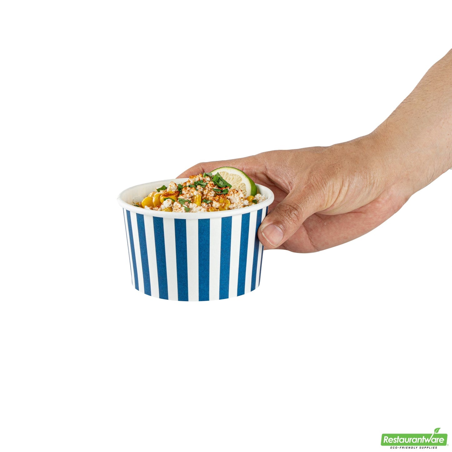 Wholesale Restaurantware 12 Oz Round Blue and White Stripe Paper To Go Cup- Bulk