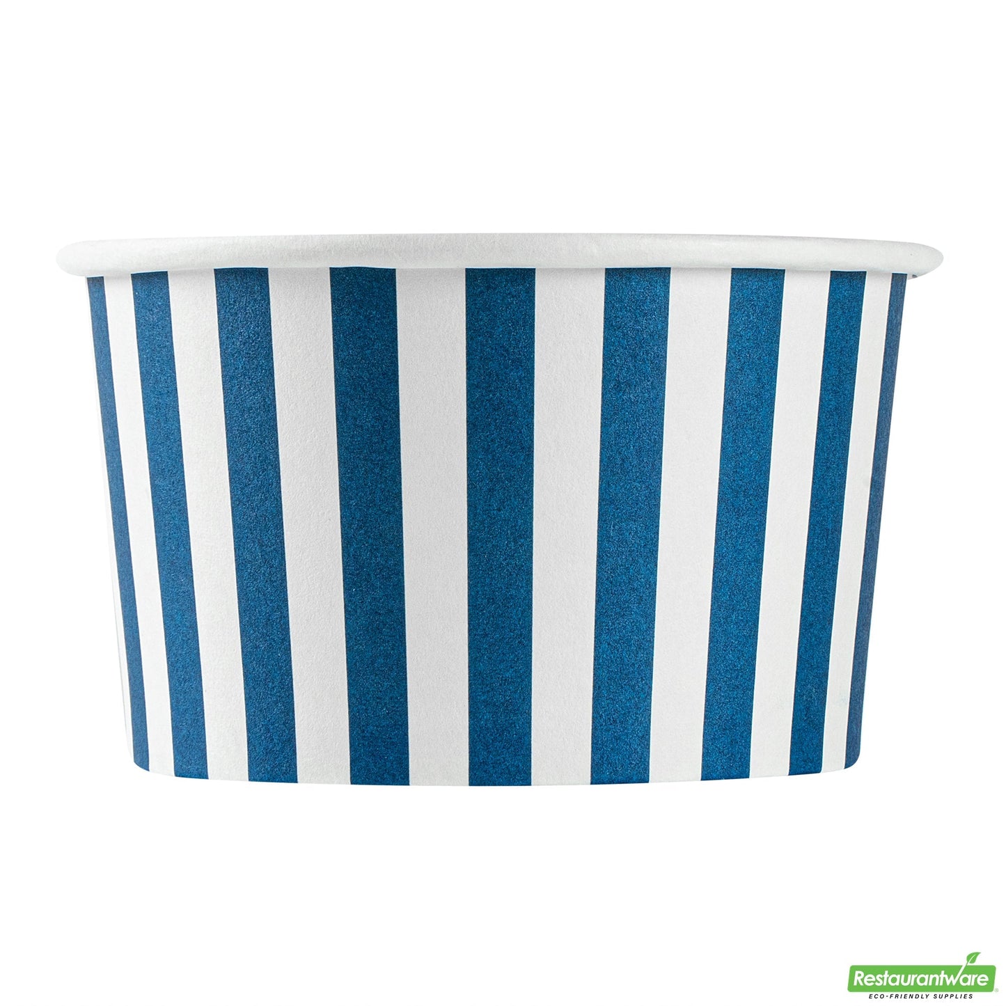 Wholesale Restaurantware 12 Oz Round Blue and White Stripe Paper To Go Cup- Bulk