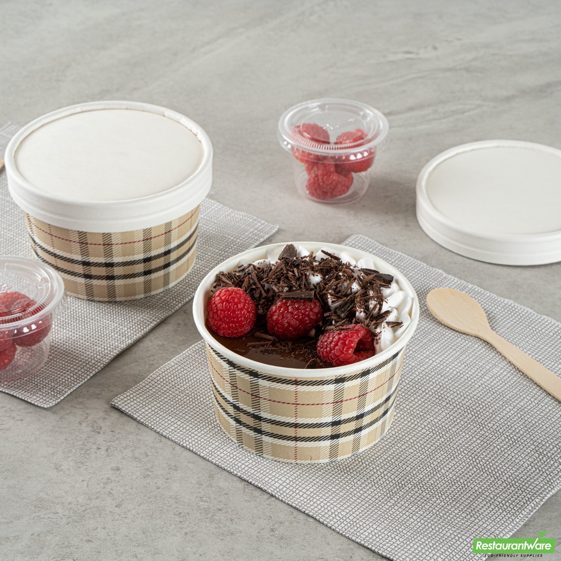 Wholesale Restaurantware 12 Oz Round Plaid Paper To Go Cup- Bulk