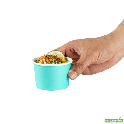 Wholesale Restaurantware 4 Oz Round Turquoise Paper To Go Cup- Bulk