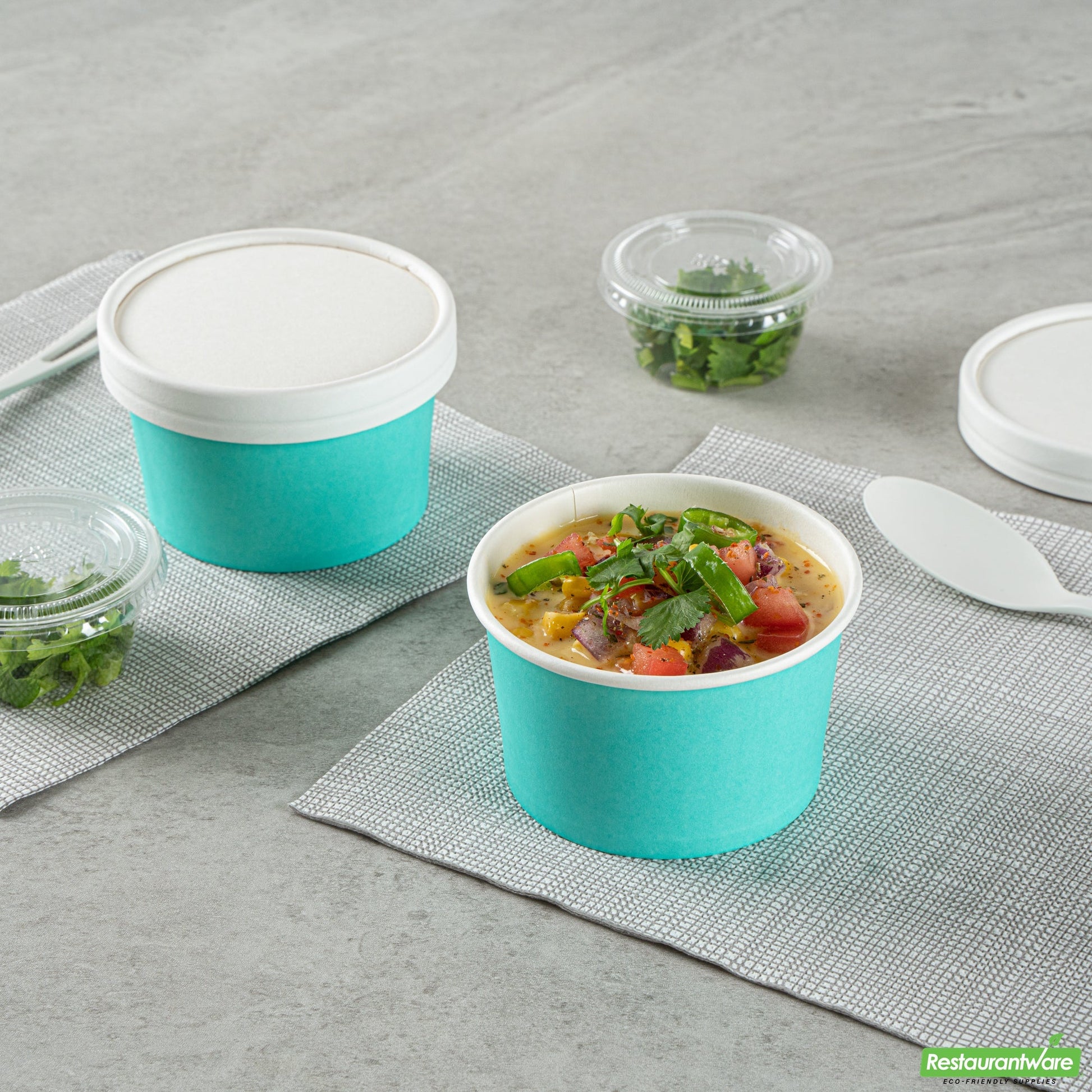 Wholesale Restaurantware 5 Oz Round Turquoise Paper To Go Cup- Bulk