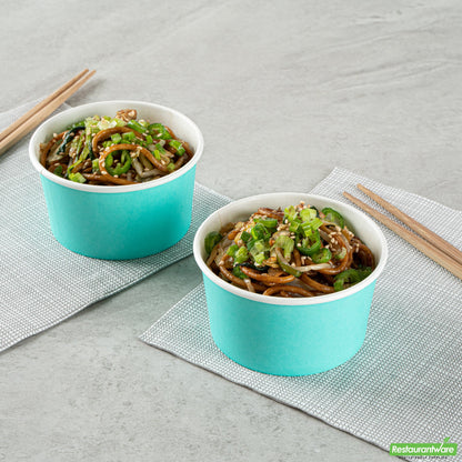 Wholesale Restaurantware 8 Oz Round Turquoise Paper To Go Cup- Bulk