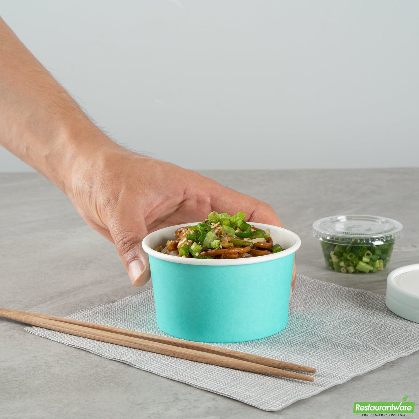 Wholesale Restaurantware 8 Oz Round Turquoise Paper To Go Cup- Bulk