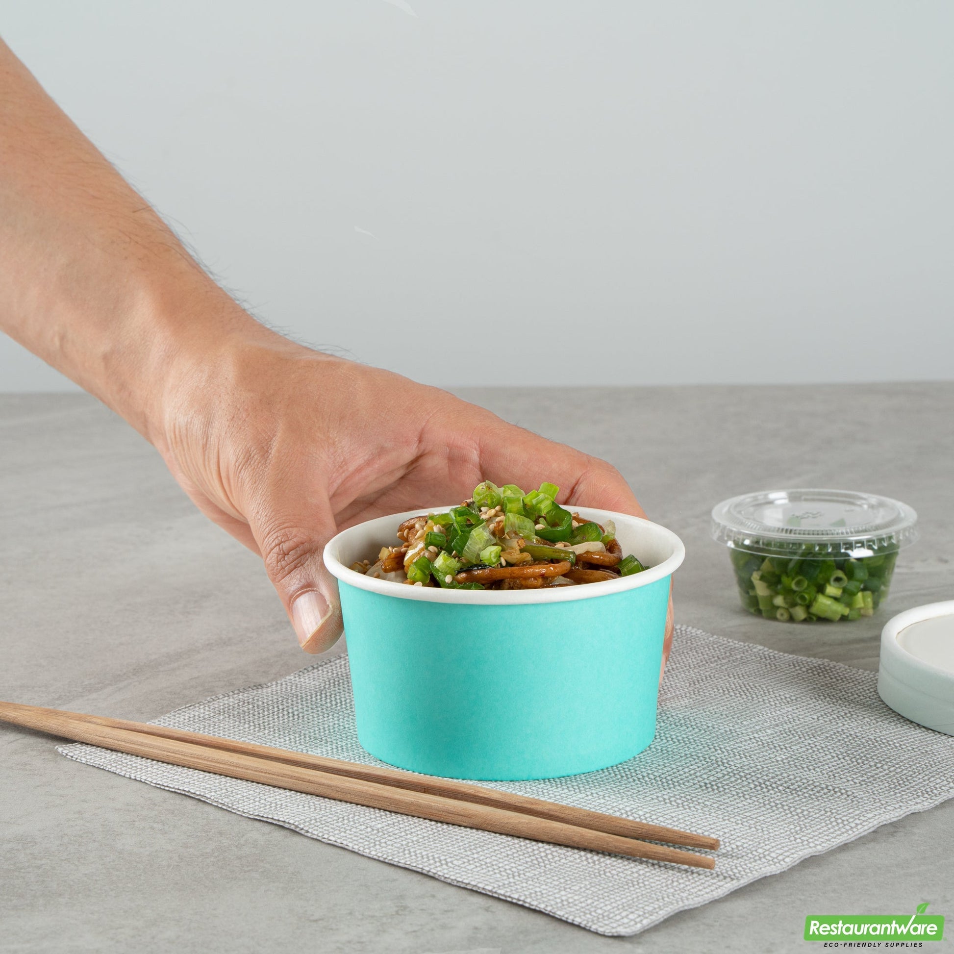Wholesale Restaurantware 8 Oz Round Turquoise Paper To Go Cup- Bulk
