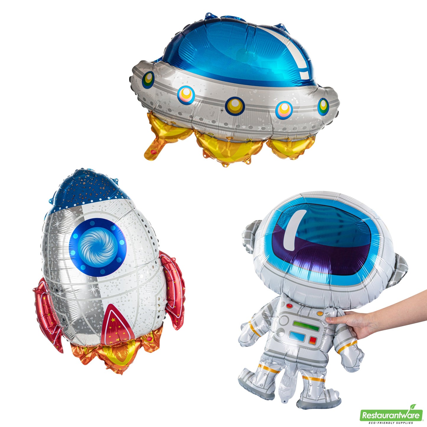 Wholesale Restaurantware Mylar 3-Piece Space Balloon Set - 33.1" X 23.6" X 0.1"- Bulk