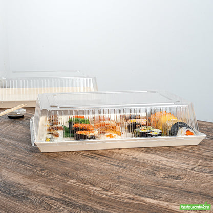 Wholesale Restaurantware Taipei Rectangle Clear Plastic Lid - Fits 15 1/4 x 10 3/4 Poplar Plate- Bulk