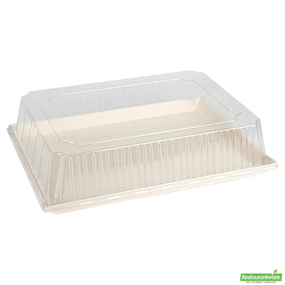 Wholesale Restaurantware Taipei Rectangle Clear Plastic Lid - Fits 15 1/4 x 10 3/4 Poplar Plate- Bulk