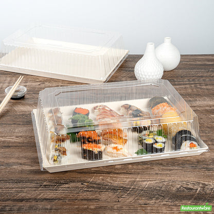 Wholesale Restaurantware Taipei Rectangle Clear Plastic Lid - Fits 15 1/4 x 10 3/4 Poplar Plate- Bulk