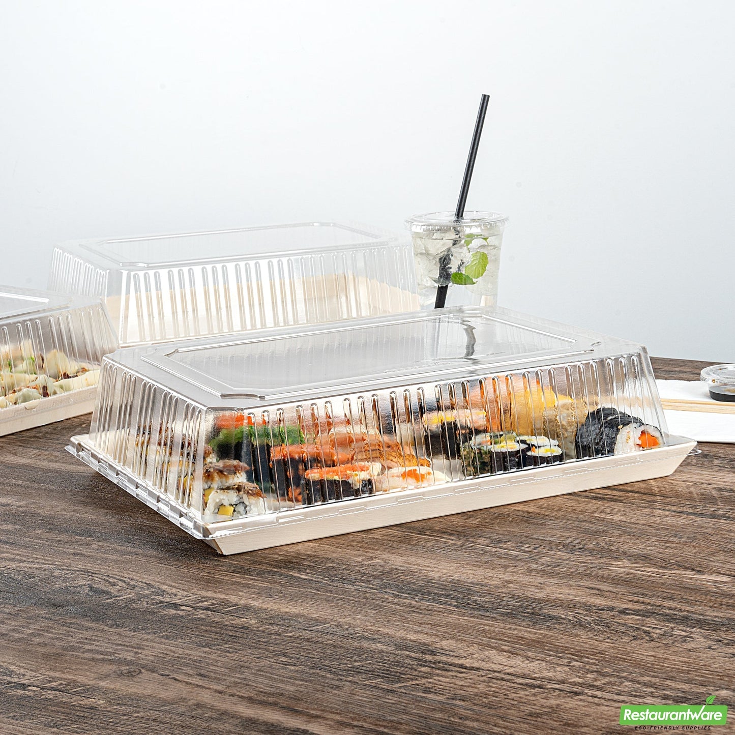 Wholesale Restaurantware Taipei Rectangle Clear Plastic Lid - Fits 15 1/4 x 10 3/4 Poplar Plate- Bulk