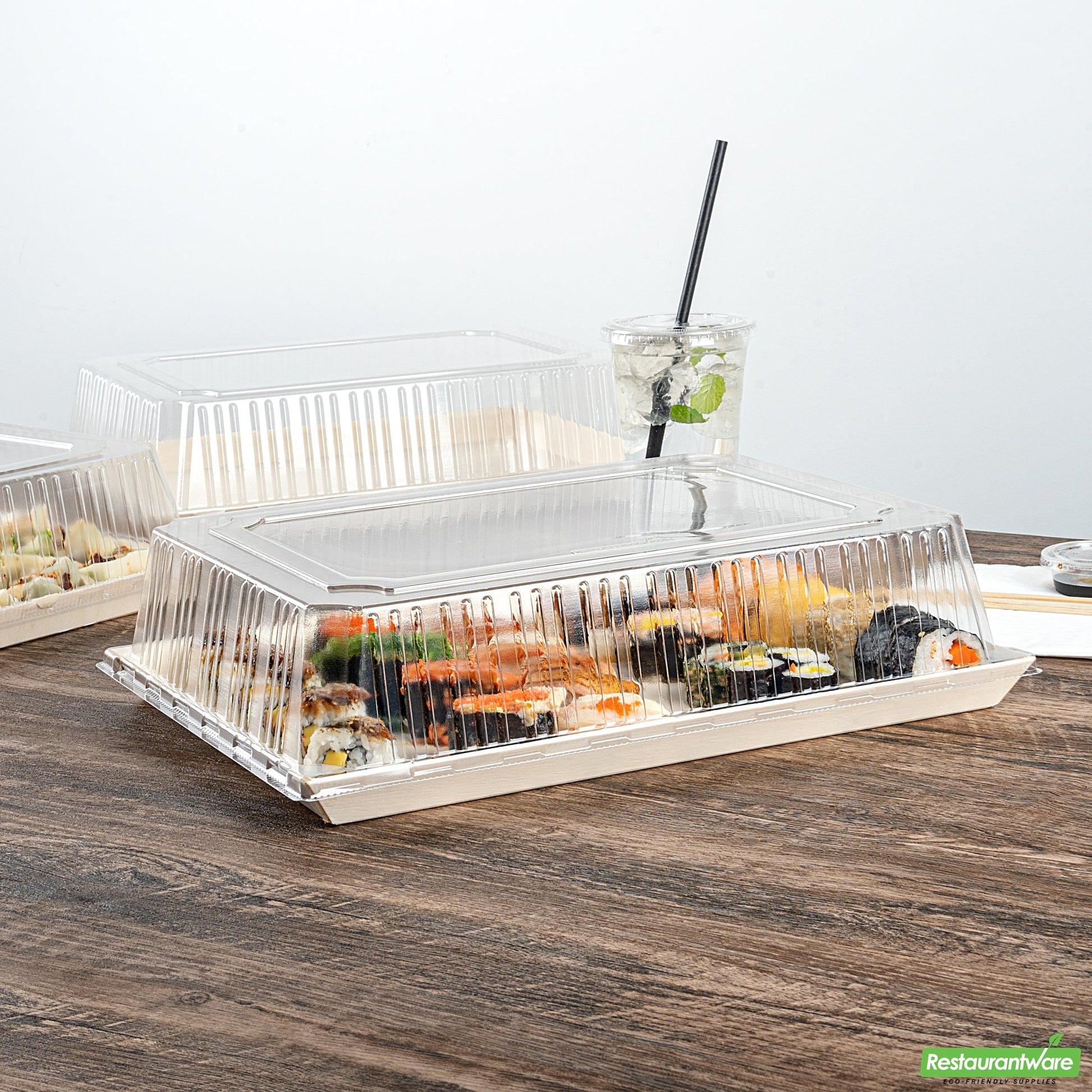Wholesale Restaurantware Taipei Rectangle Clear Plastic Lid - Fits 15 1/4 x 10 3/4 Poplar Plate- Bulk