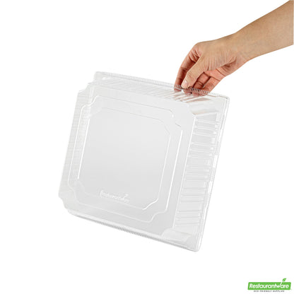 Wholesale Restaurantware Taipei Square Clear Plastic Lid - Fits 9 1/2 Poplar Plate- Bulk