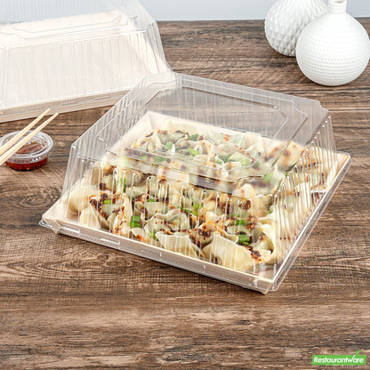 Wholesale Restaurantware Taipei Square Clear Plastic Lid - Fits 9 1/2 Poplar Plate- Bulk