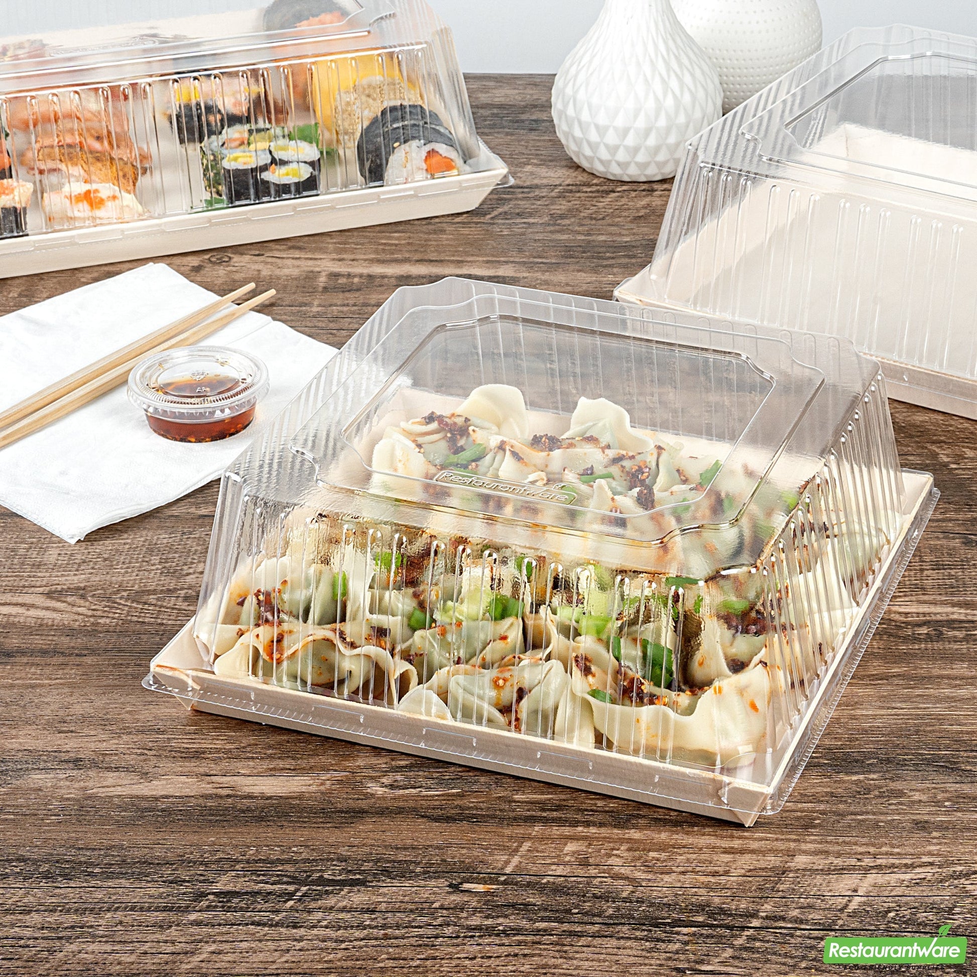 Wholesale Restaurantware Taipei Square Clear Plastic Lid - Fits 9 1/2 Poplar Plate- Bulk