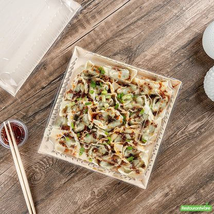 Wholesale Restaurantware Taipei Square Clear Plastic Lid - Fits 9 1/2 Poplar Plate- Bulk