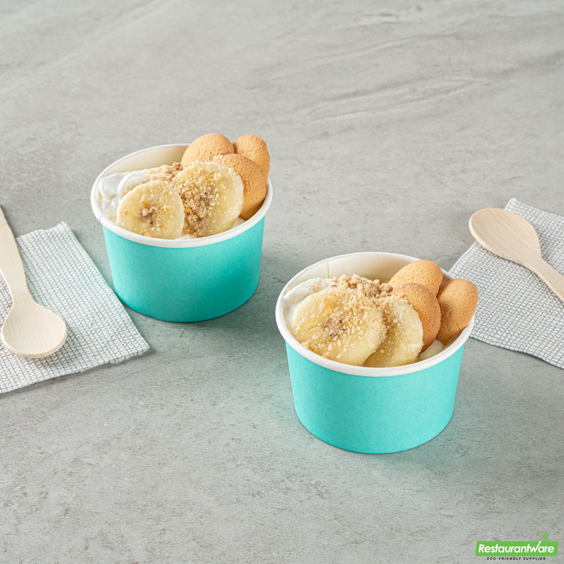 Wholesale Restaurantware 3 Oz Round Turquoise Paper to Go Cup - 3" X 3" X 1.8"- Bulk