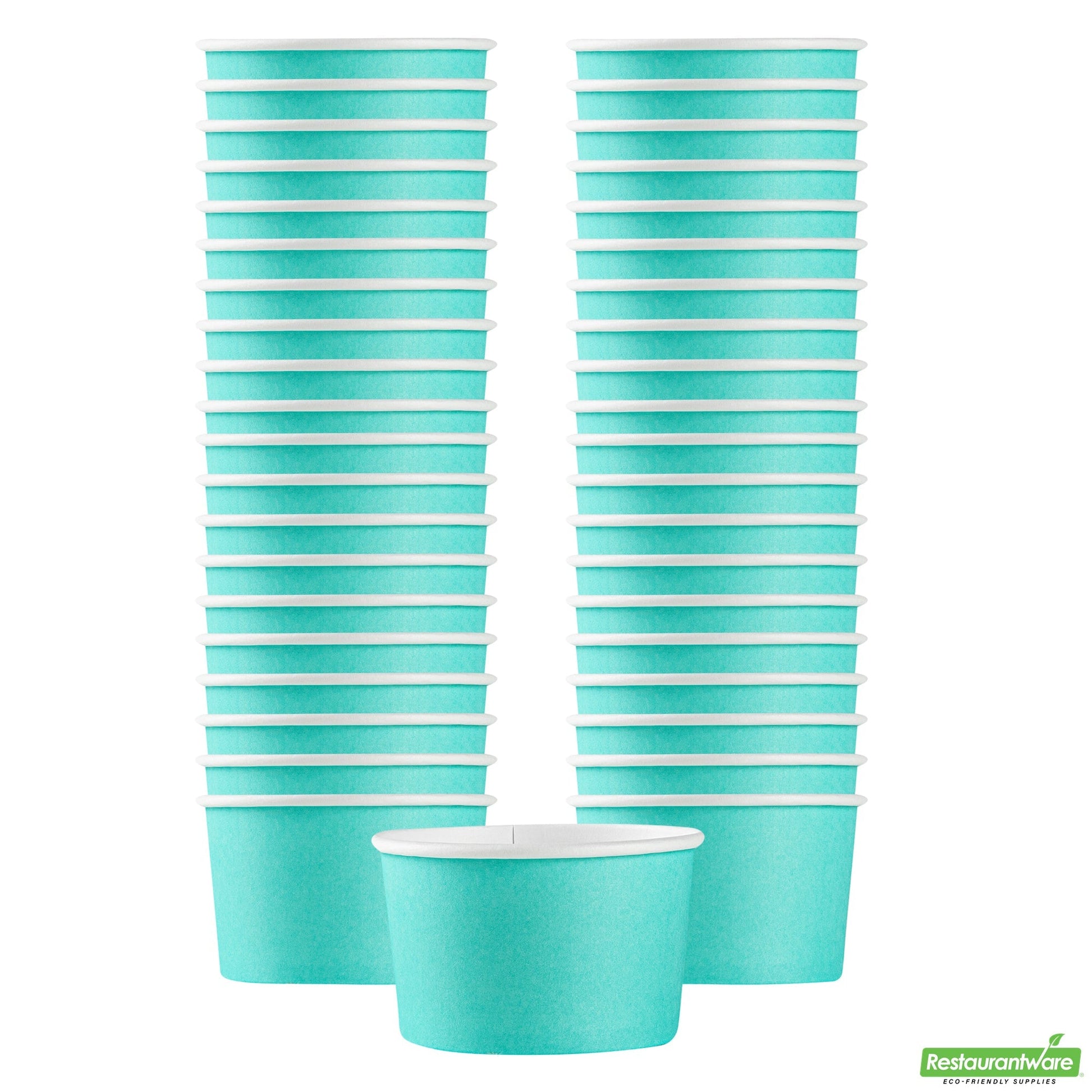 Wholesale Restaurantware 3 Oz Round Turquoise Paper to Go Cup - 3" X 3" X 1.8"- Bulk