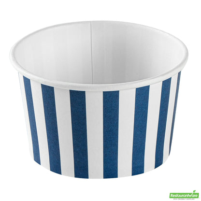 Wholesale Restaurantware 5 Oz Round Blue and White Stripe Paper to Go Cup - 3.3" X 3.3" X 1.9"- Bulk